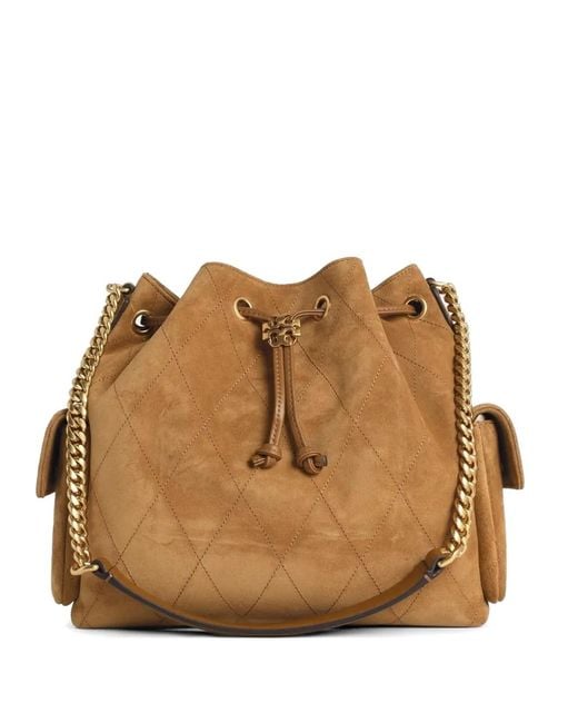 Tory Burch Brown Charlie Matelassé Bucket Bag