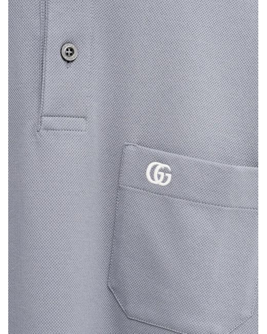 Gucci Gray Logo-Embroidered Polo Shirt for men