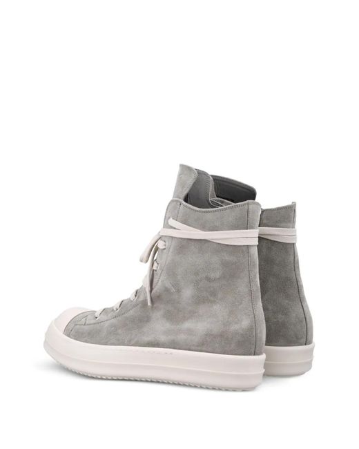 Rick Owens Gray Sneaks Lace-Up Suede Sneakers for men