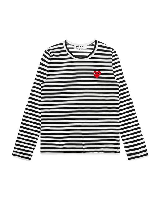COMME DES GARÇONS PLAY Black Big Heart Striped T-Shirt