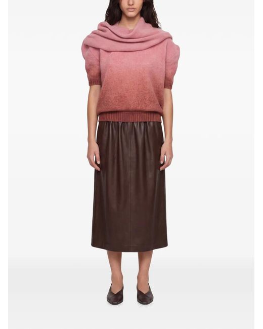 ROWEN ROSE Pink Gradient-Effect Draped-Neck Sweater