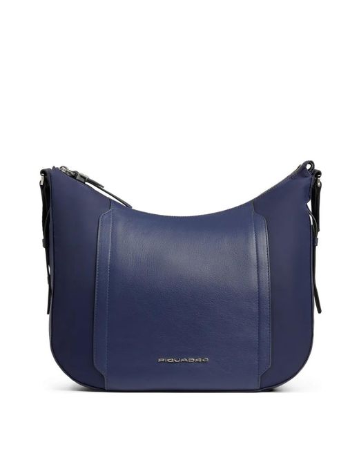 Piquadro Blue Leather-Panelled Shoulder Bag