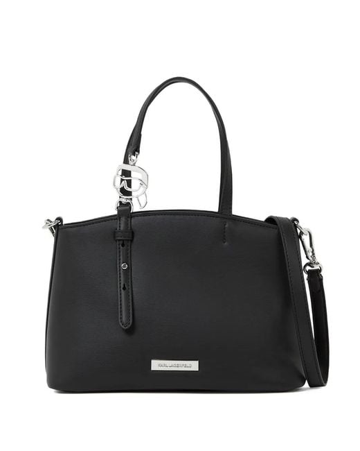Karl Lagerfeld Black Small Logo-Plaque Tote Bag
