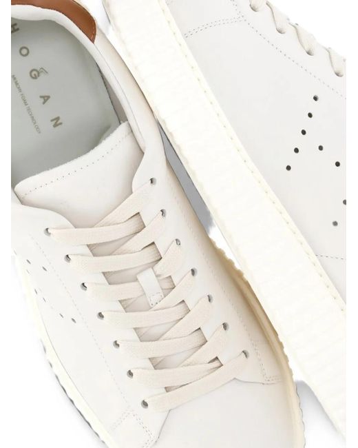 Hogan White H-Stripes Perforated Sneakers for men