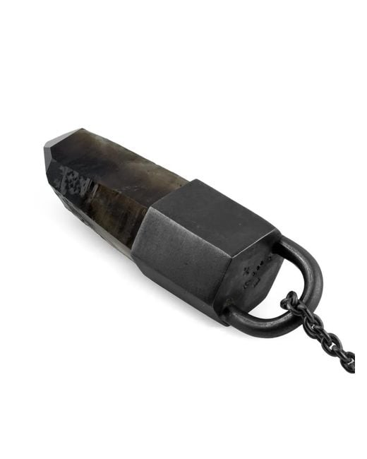 Parts Of 4 White Talisman Halskette Aus Oxidiertem Sterlingsilber Mit Rauchquarz