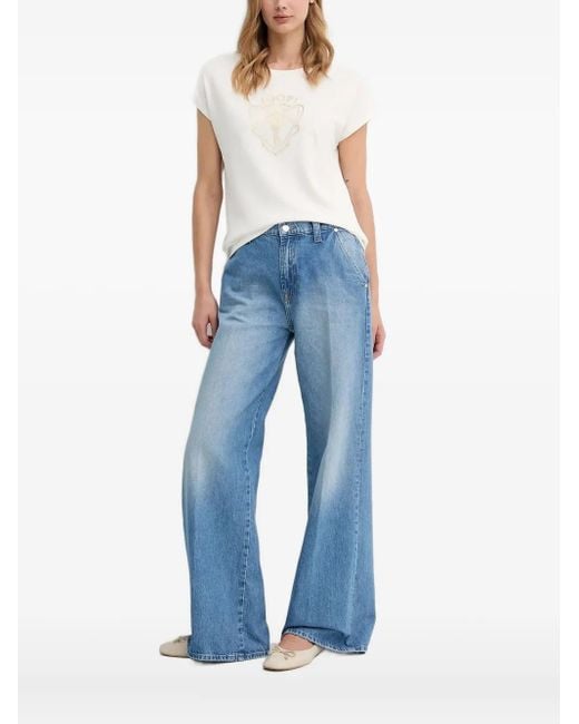 Joop! Blue Logo-Embellished Short-Sleeve Top