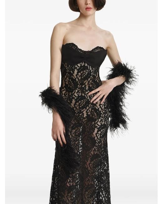 2310 STUDIO Black Écharpe Bordée De Plumes