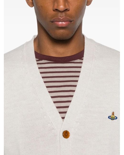 Vivienne Westwood White Orb-Embellishment Cardigan for men