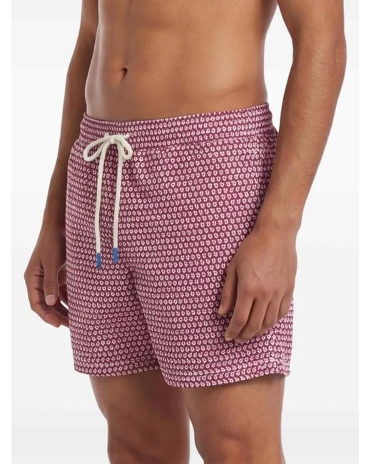 Fefe Purple Elephant-Print Drawstring Swim Shorts for men