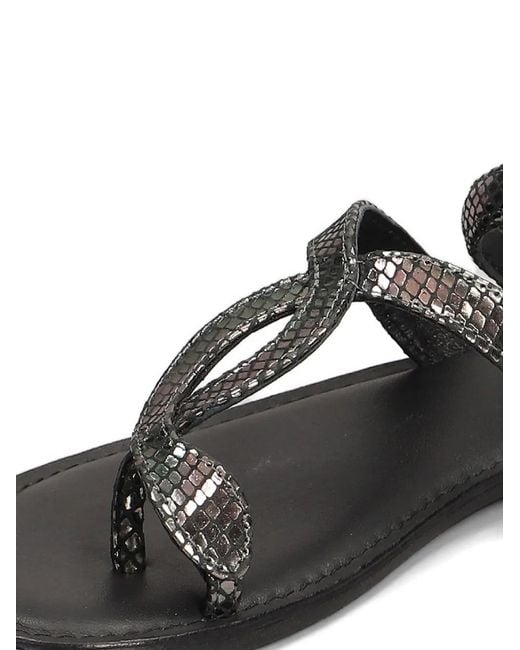 Fusion Black Snake-Effect Wrap-Around Sandals