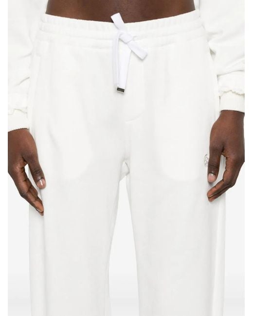 McQueen White Skull-Embroidered Track Trousers