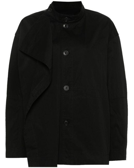 Lemaire Black Cotton Asymmetric Blouson Jacket