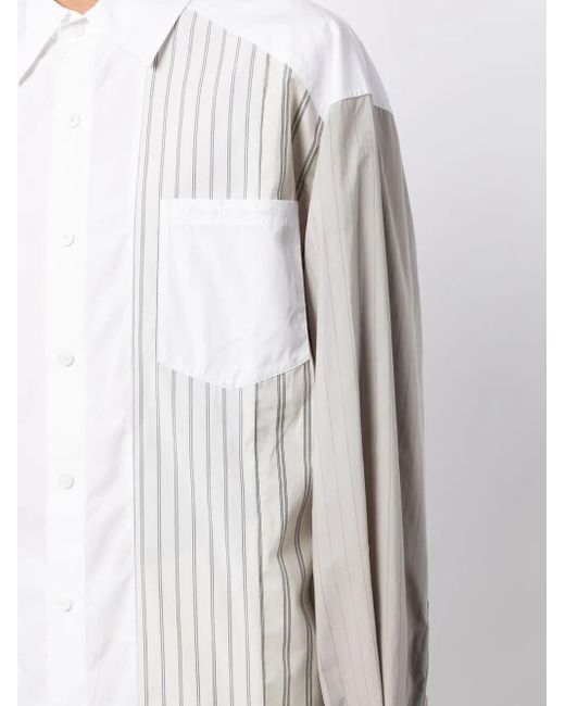 Feng Chen Wang White Striped Long-Sleeve Shirt for men