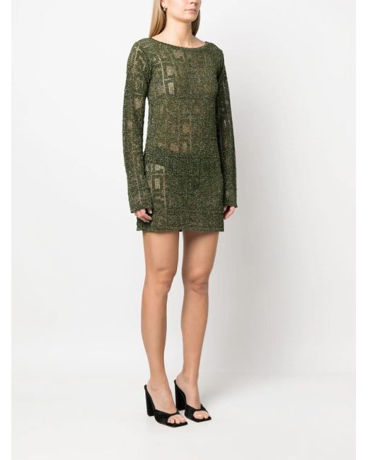 Gcds Green Short Dress With Monogram