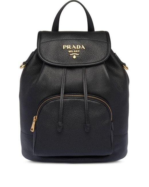 Prada Black Leather Backpack
