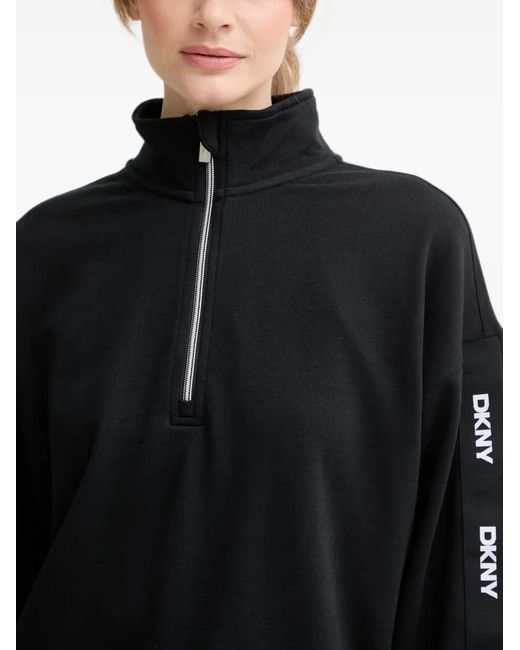 DKNY Black Logo-Tape Quarter-Zip Sweatshirt