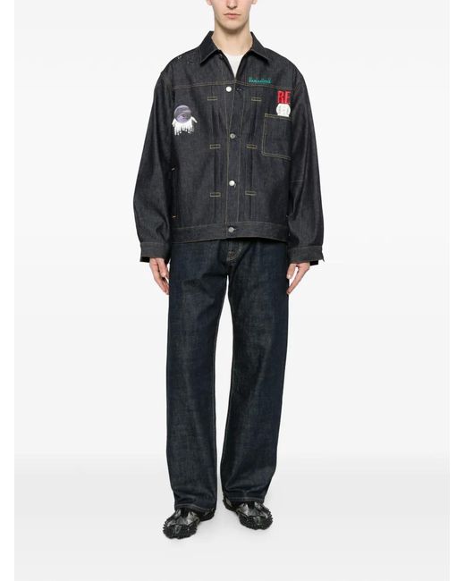 Undercover Black Print Denim Jacket for men