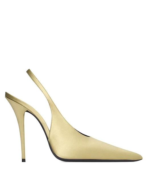 Saint Laurent Metallic 110Mm L'Entracte Slingback Pointed-Toe Pumps