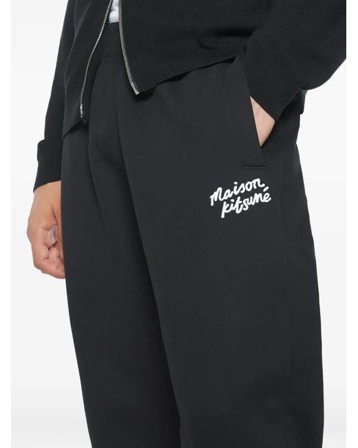 Maison Kitsuné Black Elasticated-Waist Track Pants for men