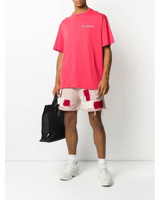 Throwback. Pink Oversized Logo T-Shirt for men
