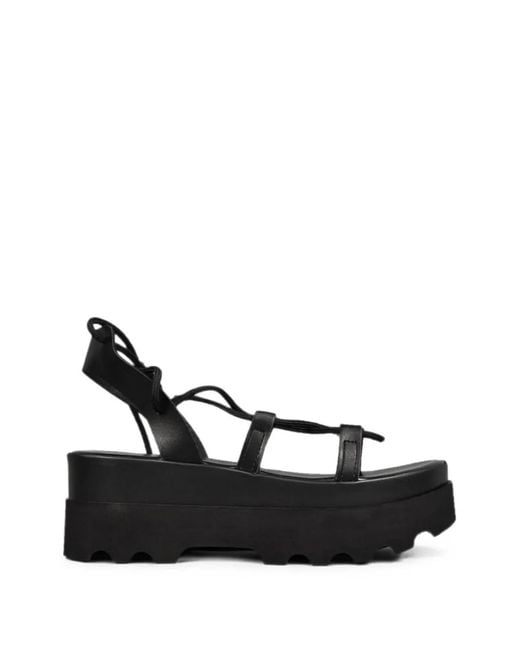 Altercore Black Sue Lace-Up Platform Sandals