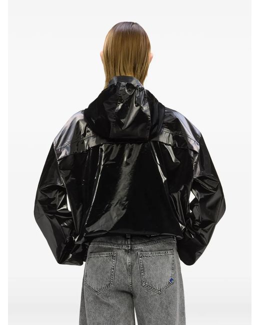 Karl Lagerfeld Black Glossy Cropped Jacket With High Collar