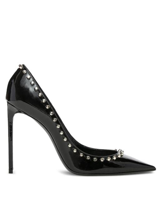 Saint Laurent Black 105Mm Zoe Patent Leather Studded Pumps