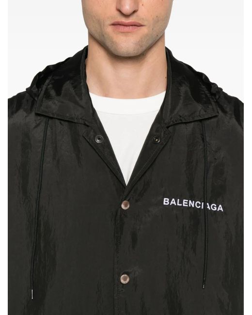 Balenciaga Black Kapuzenjacke Mit Logo-Stickerei