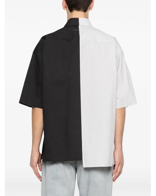 MM6 by Maison Margiela Black Striped Panelled Shirt for men