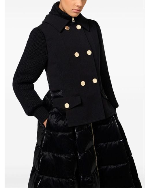 Elisabetta Franchi Black Layered A-Line Padded Coat