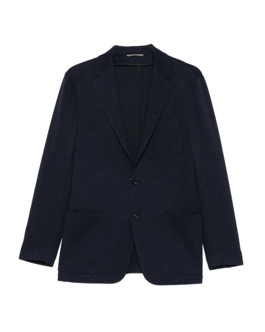 Canali Blue Patch-Pocket Two-Button Blazer for men