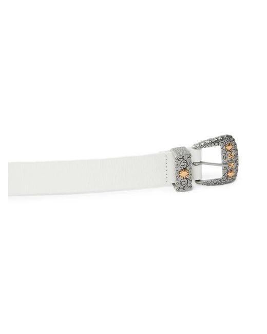 Pinko White Shiny Leather Belt With Metallic Finishes