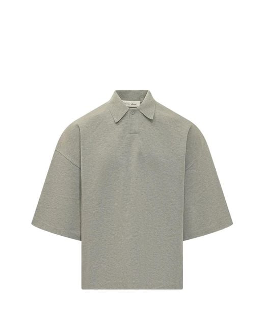 Fear Of God Gray Essentials Logo-Patch Polo Shirt for men