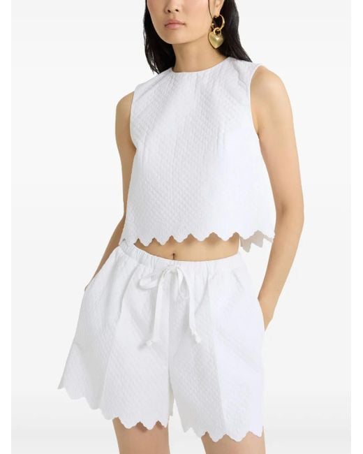 Patou White Quilted Crop Top