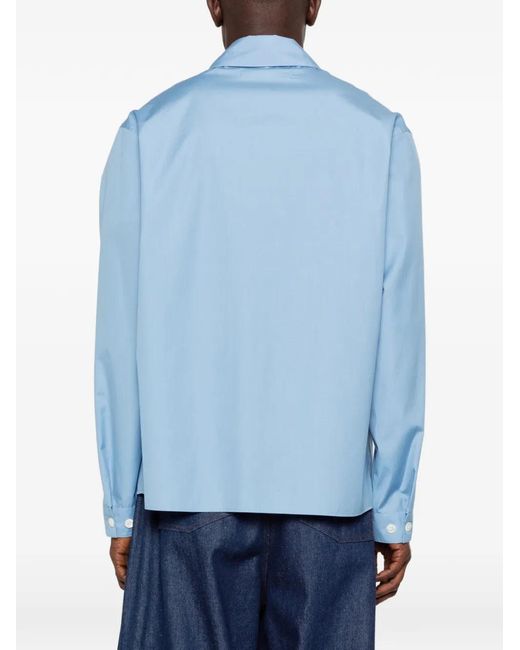 Marni Blue Logo-Print Shirt for men