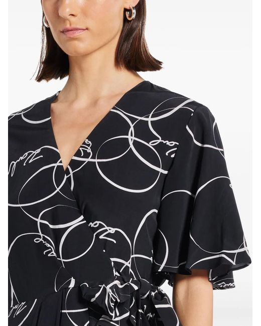 Karl Lagerfeld Black Circle-Print Wrap Dress
