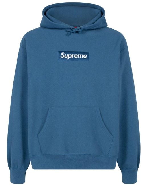 Supreme Box Logo Cotton Hoodie in Blue | Lyst UK