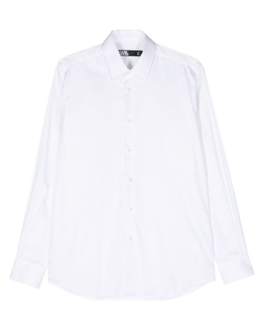 Karl Lagerfeld White Classic-collar Poplin Shirt for men