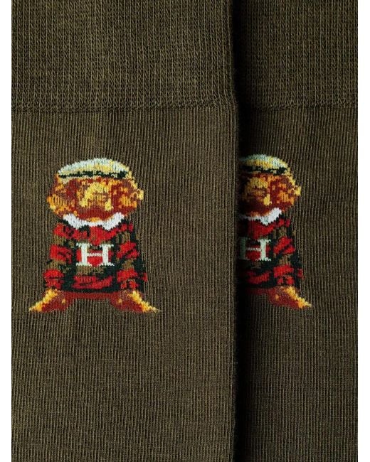Hackett Brown Harry Embroidered Socks for men