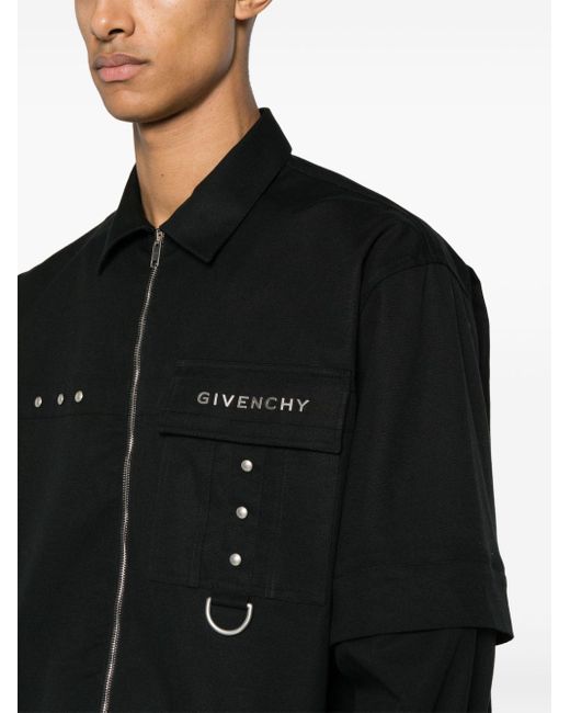Camicia In Cotone Con Dettagli In Metallo di Givenchy in Black da Uomo