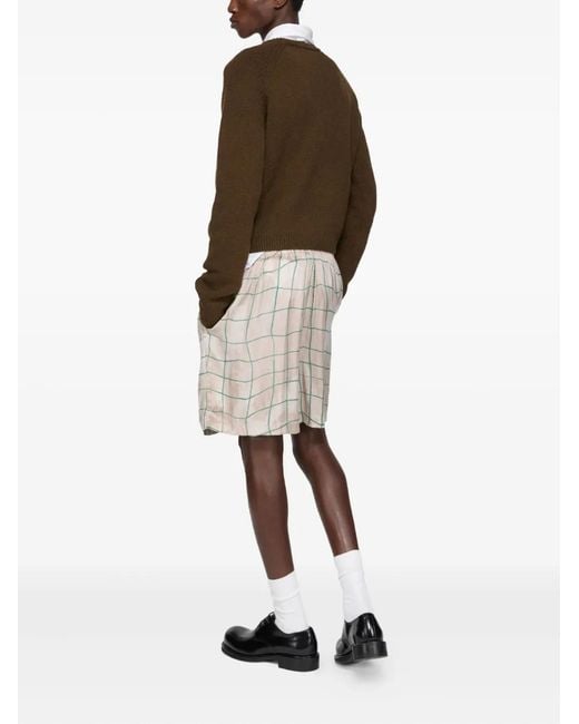 Acne Natural Check-Pattern Shorts for men