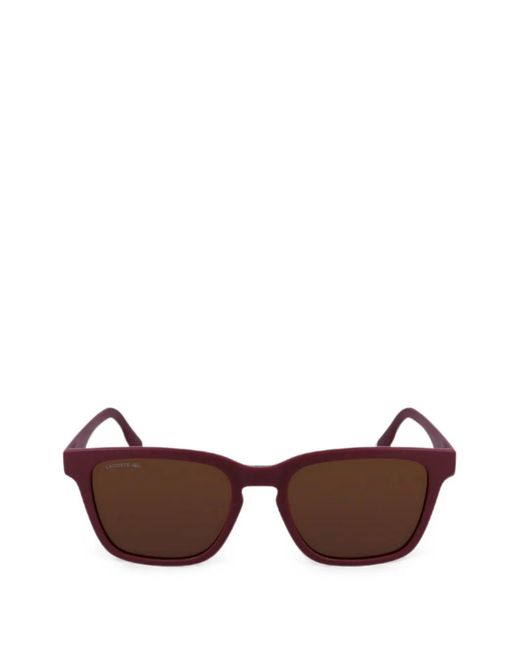 Lacoste Brown Matte-Finish Rectangle-Frame Sunglasses for men