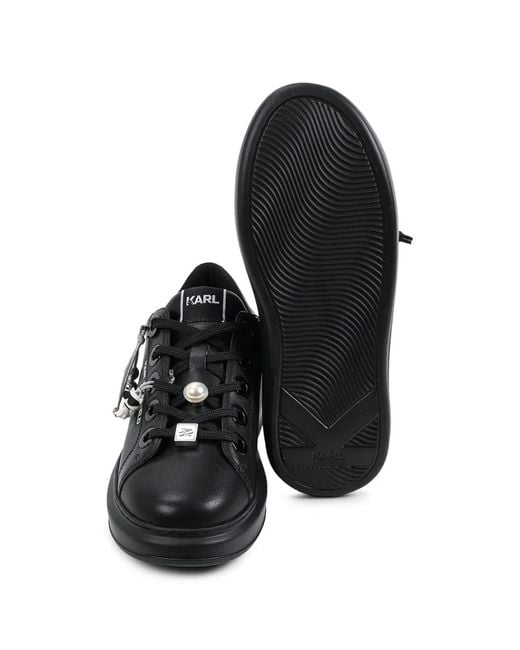 Karl Lagerfeld Black Faux-Pearl Embellished Sneakers