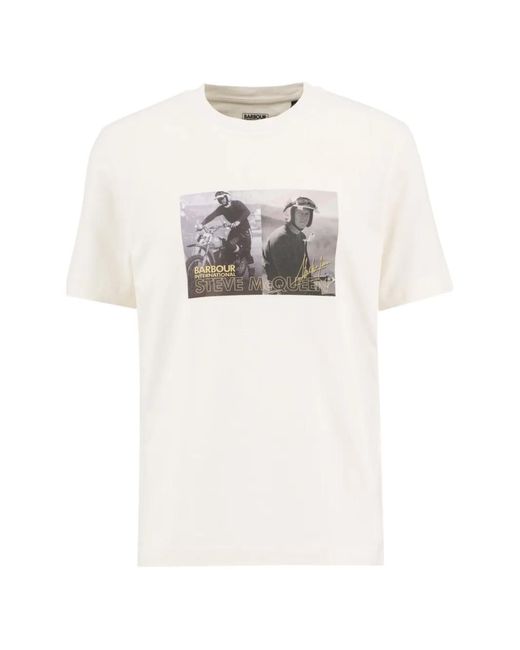 Barbour White Steve Mcqueen Photographic-Print T-Shirt for men