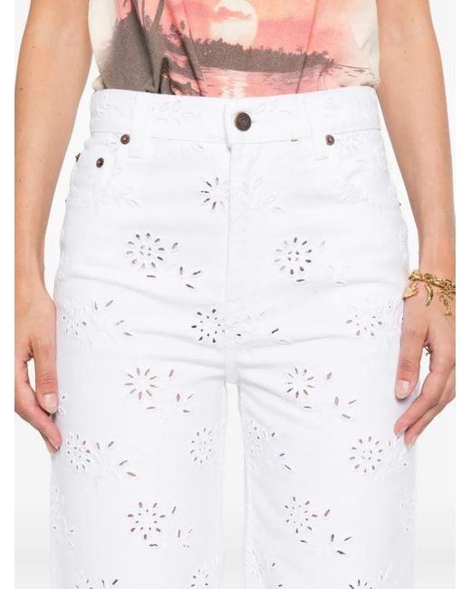 Chloé White Cut-Out Cropped Jeans