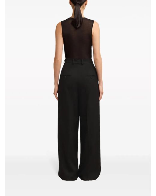 Pantaloni Sartoriali A Gamba Ampia di AMI in Black