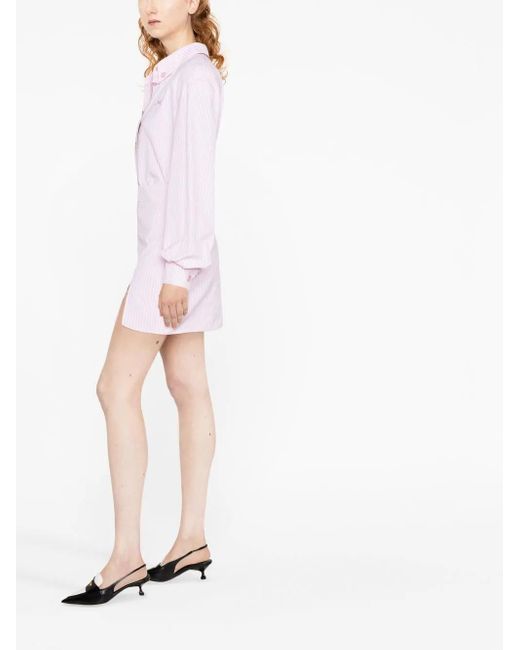 ROWEN ROSE Pink Striped Cotton Mini Skirt