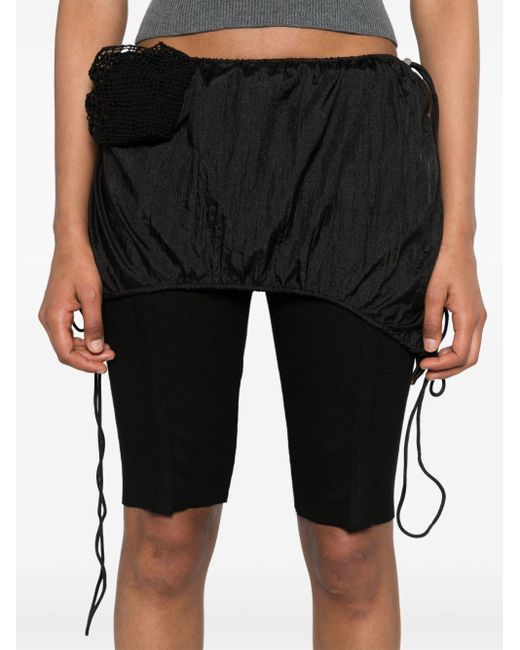 Isa Boulder Black Chute Drawstring Miniskirt