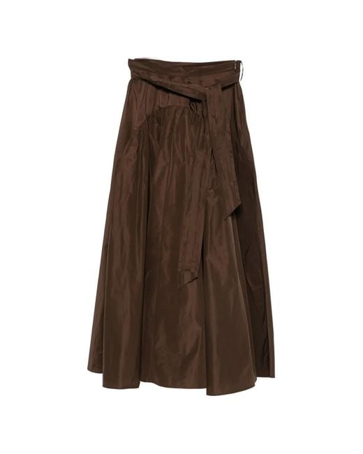 Psophia Brown Tie-Waist Maxi A-Line Skirt