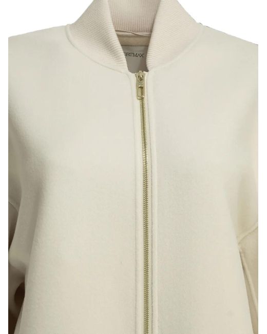 Sportmax White Wool Bomber Jacket